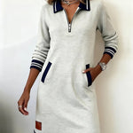 Lorena – Haljina od džempera s patentnim ovratnikom - Siva