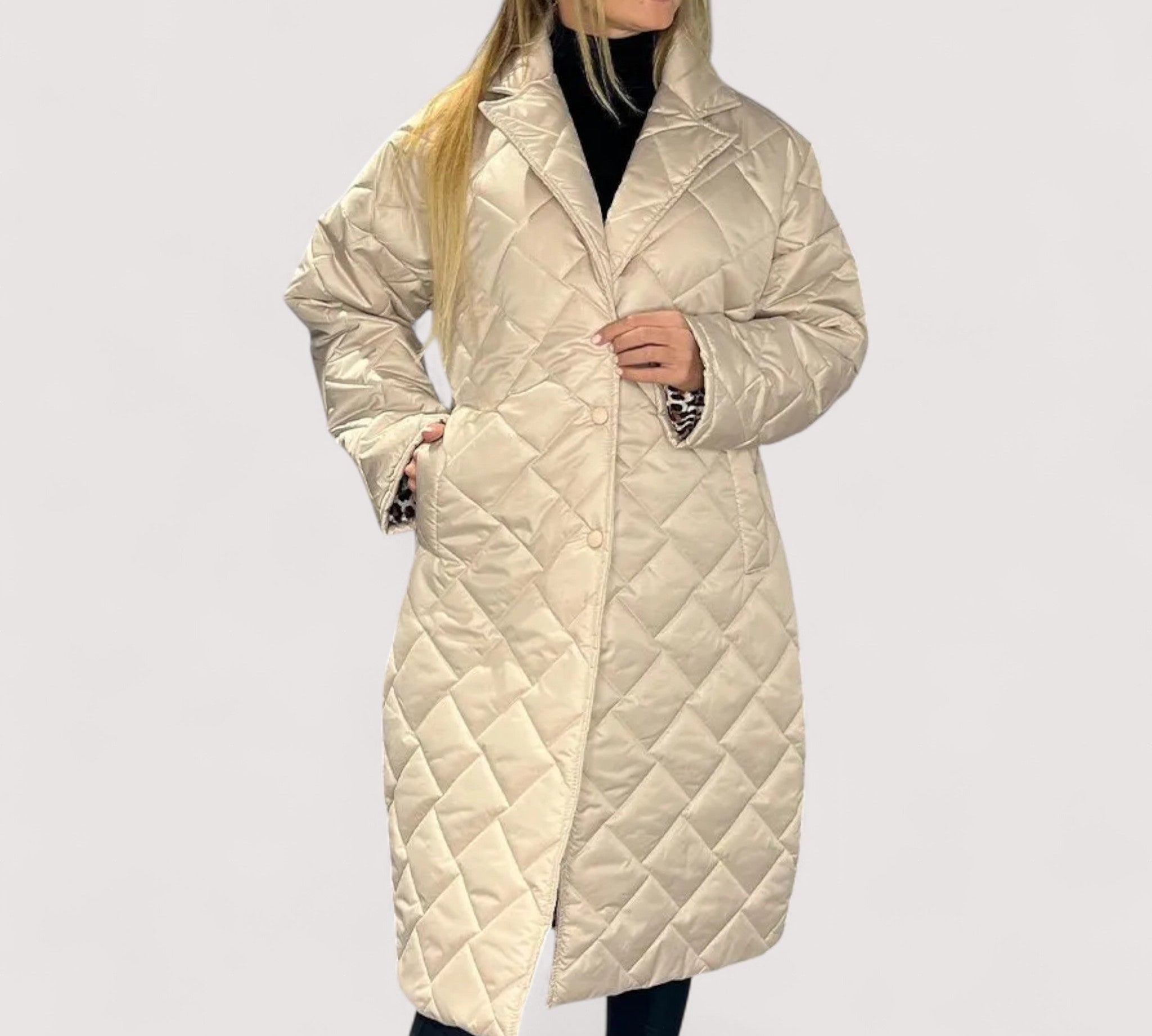 Ofira™ | Reverzibilni prošiveni kaput s podstavom leoparda