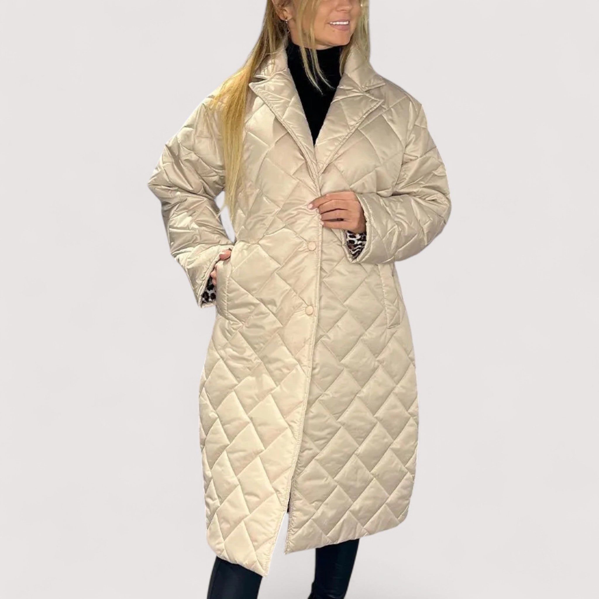 Ofira™ | Reverzibilni prošiveni kaput s podstavom leoparda