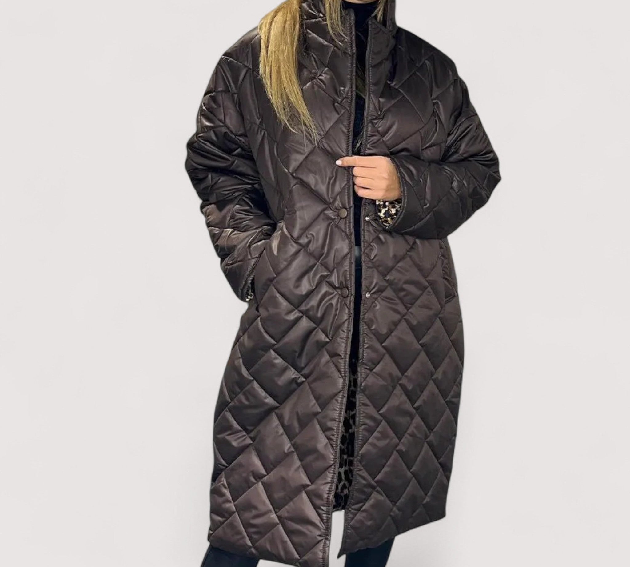 Ofira™ | Reverzibilni prošiveni kaput s podstavom leoparda