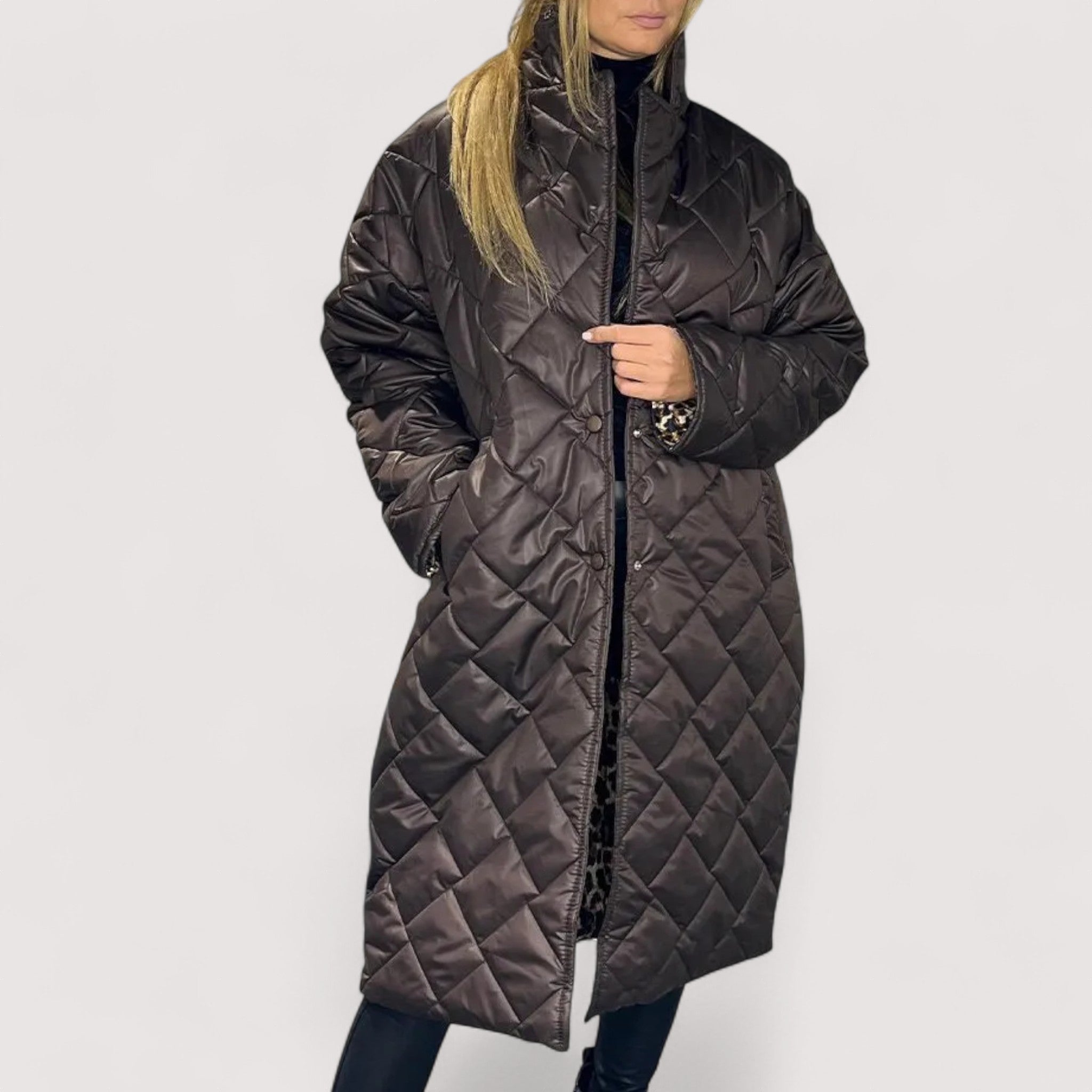 Ofira™ | Reverzibilni prošiveni kaput s podstavom leoparda