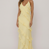 Ženska Maxi Haljina, Halter Izrez, Ruffles u Rasporedu – Harriet