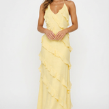 Ženska Maxi Haljina, Halter Izrez, Ruffles u Rasporedu – Harriet