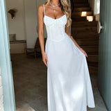 Valentina | ženski Wedding Guest Spaghetti Strap preklopna maksi haljina večernja