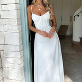 Valentina | ženski Wedding Guest Spaghetti Strap preklopna maksi haljina večernja
