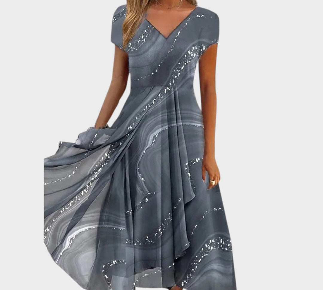 Lucija™ – Elegantna midi haljina s V-izrezom