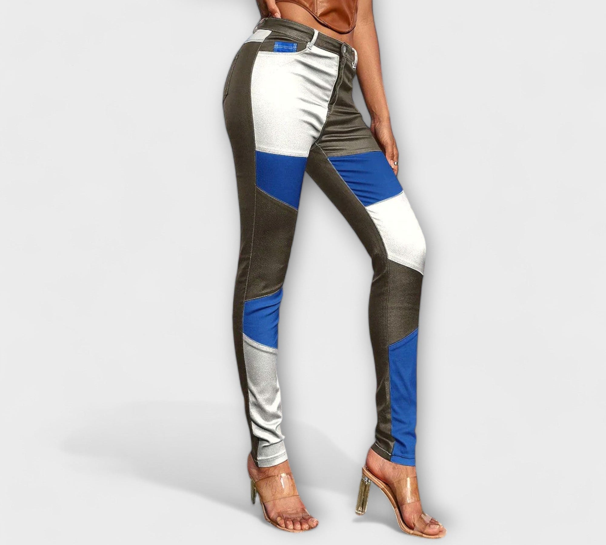 Kristijana - Uske hlače s uzorkom blokova boja