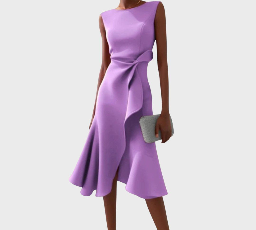 Katarina - Naborana asimetrična midi haljina