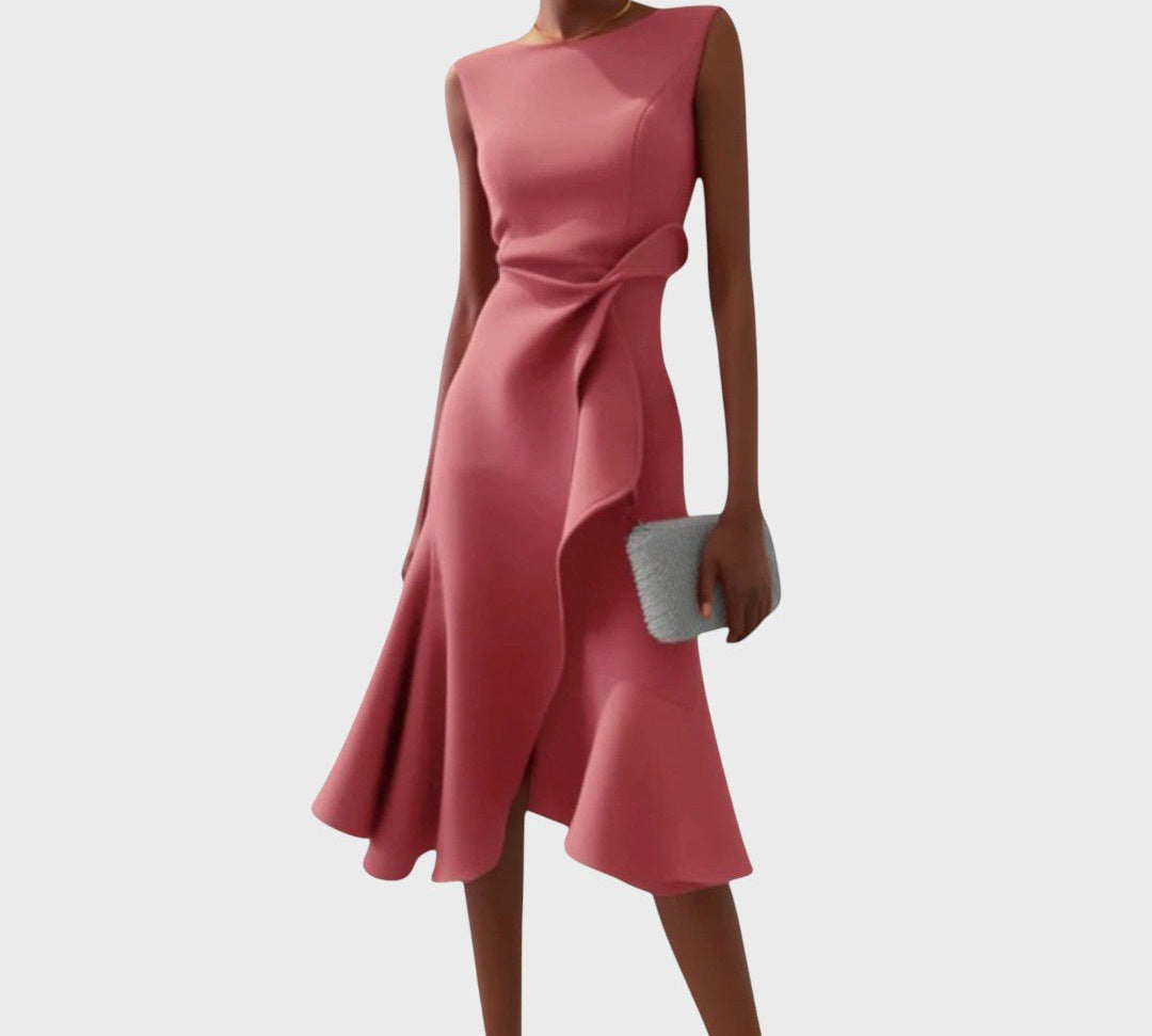 Katarina - Naborana asimetrična midi haljina