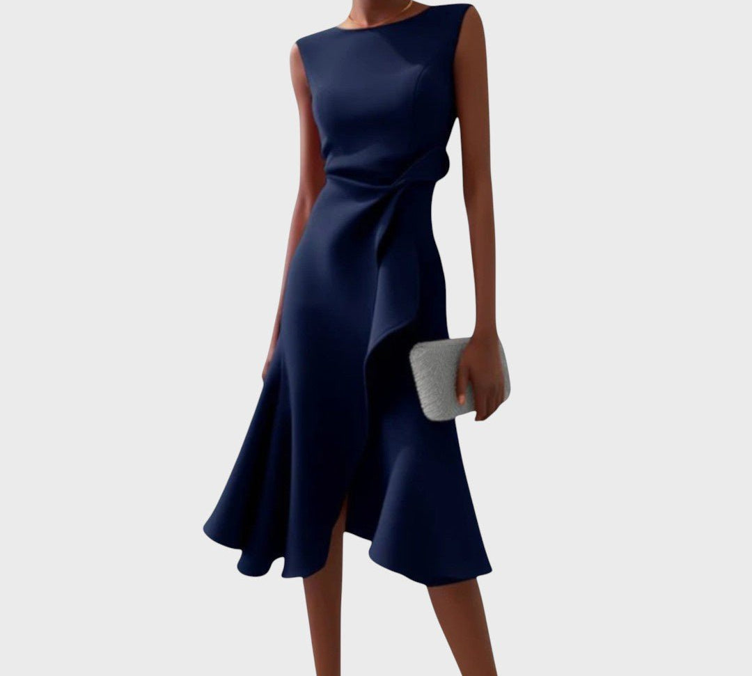 Katarina - Naborana asimetrična midi haljina