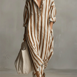 Liora | Prugasta Oversized Maxi Haljina