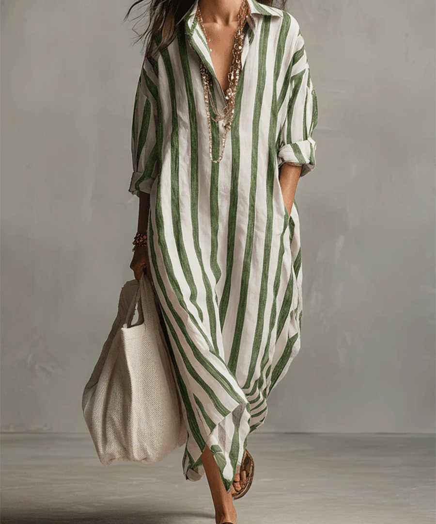 Liora | Prugasta Oversized Maxi Haljina