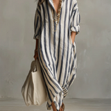 Liora | Prugasta Oversized Maxi Haljina