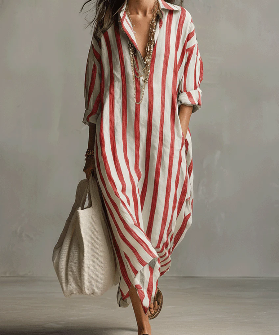 Liora | Prugasta Oversized Maxi Haljina