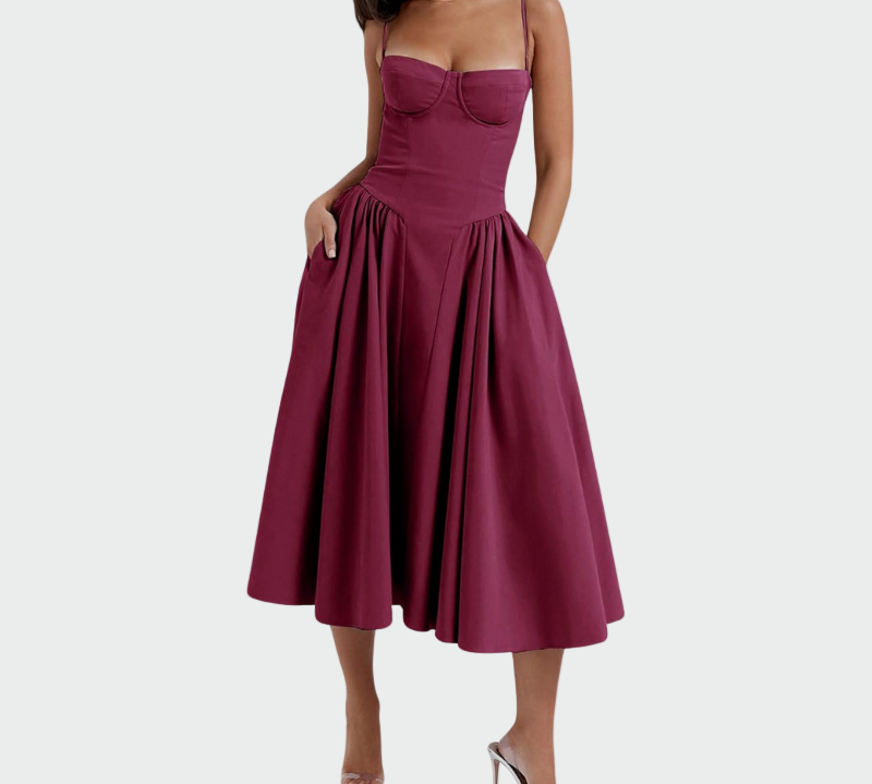 Satenska maxi haljina s tankim naramenicama