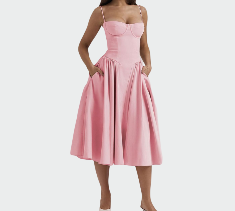 Satenska maxi haljina s tankim naramenicama