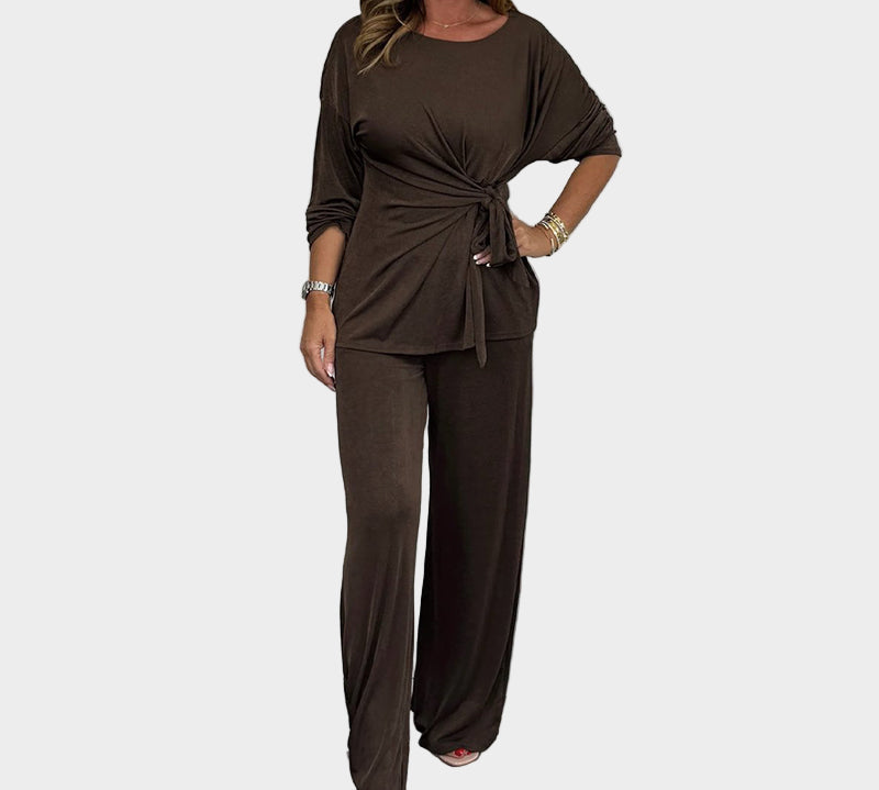 Ženski Mekani Set od 2 Dijela s Dugim Rukavima i Udobnim Krojem