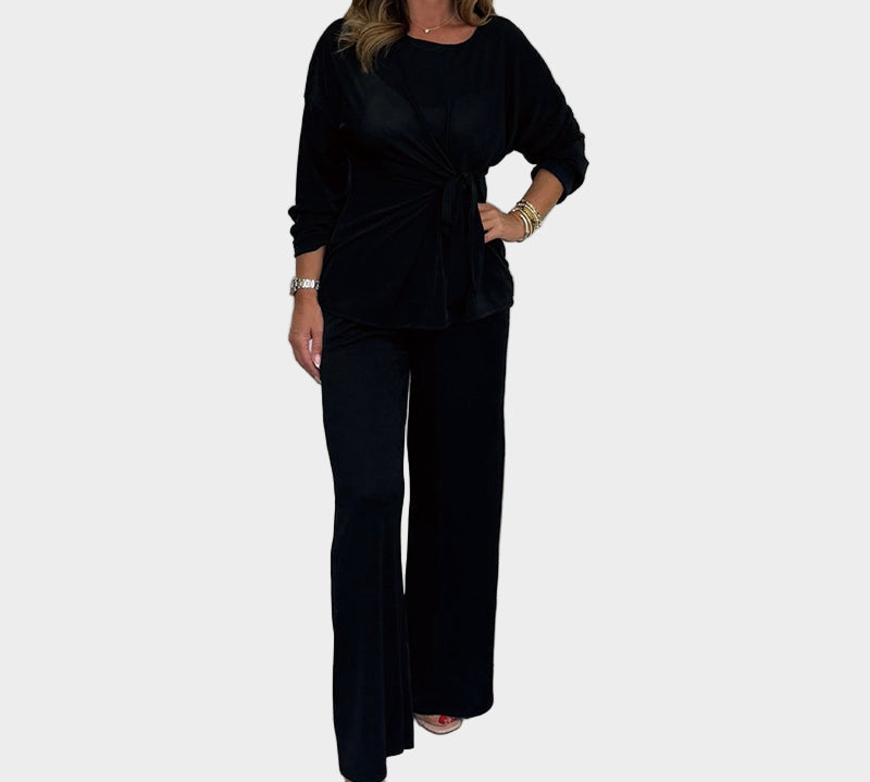 Ženski Mekani Set od 2 Dijela s Dugim Rukavima i Udobnim Krojem