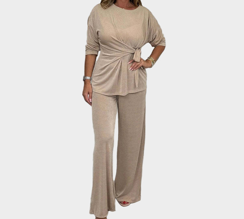 Ženski Mekani Set od 2 Dijela s Dugim Rukavima i Udobnim Krojem