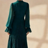 Elegantna midi plisirana haljina s volanima