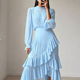 Elegantna midi plisirana haljina s volanima