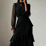 Elegantna midi plisirana haljina s volanima