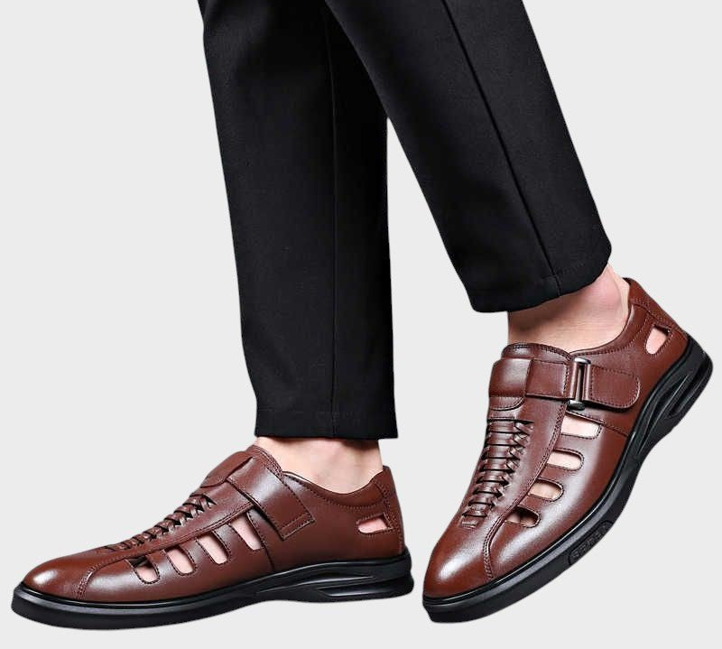 Steffen - Brune športne sandale od prave kože