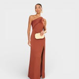 Luna – Duga terracotta elegantna haljina