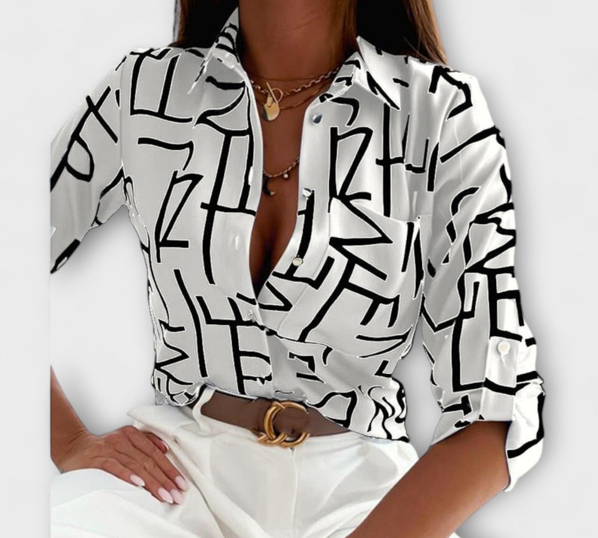 Camila – Sofisticirana Geometrijska Bluza