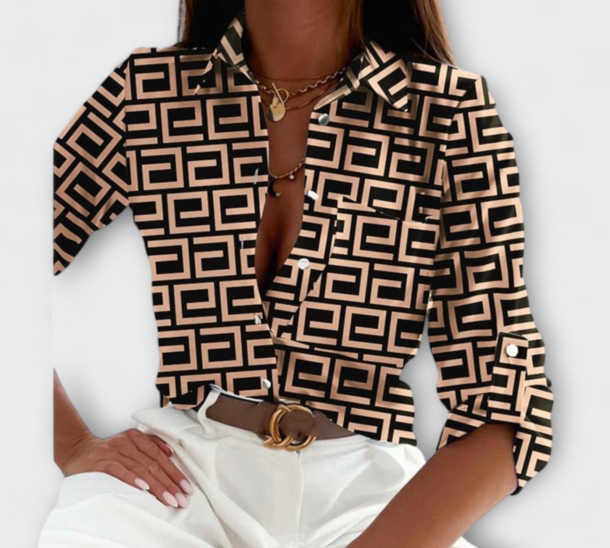 Camila – Sofisticirana Geometrijska Bluza